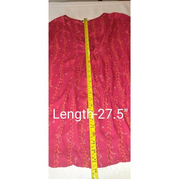 Vintage Lucky Brand Top Womens XL BOHO Peasant Burgundy Red Y2K Bohemian Floral - Picture 12 of 16